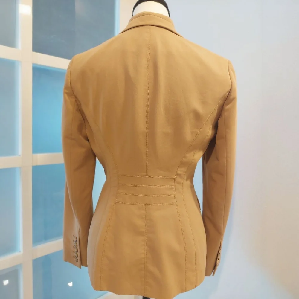 Tan Wool-Blend Blazer with Tailored Fit - Picture 3 of 10